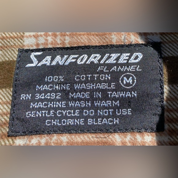 Vintage 60’s Sanforized Brown Plaid Cotton Flannel Lightweight Shirt Mens Medium - Picture 9 of 9